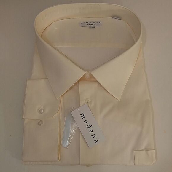 MEN'S IVORY X SIZE DRESS SHIRT BY MODENA 24X34-35 - Picture 1 of 3